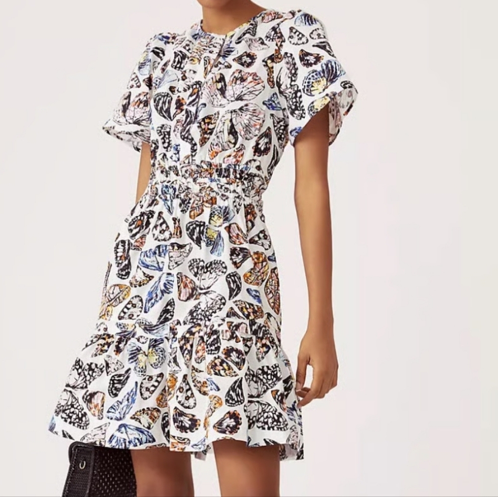 Anthropologie Butterfly Print Dress Size Large Maeve Butterfly Dress